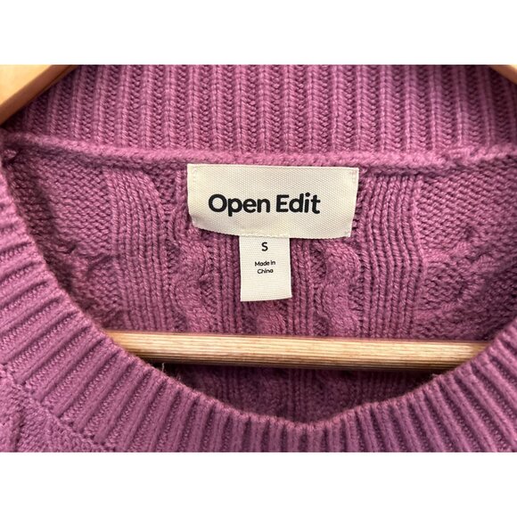 Open Edit Lilac Cable Knit Sweater Soft Girl Pastel Cozycore Modern Casual Chic - Picture 3 of 5